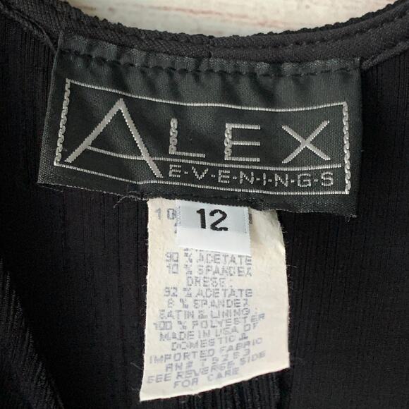 Vintage Alex Evenings Black Ribbed Maxi Dress Sleeveless Cocktail Gown Size 12 - Picture 7 of 16